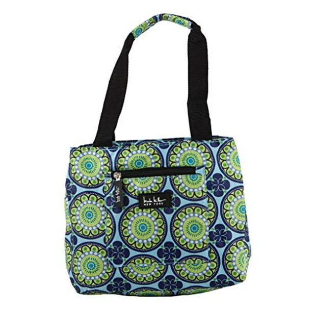 Nicole Miller Insulated Lunch Bag Tote Designer Teal Blue Pink Kaleidoscope NEW